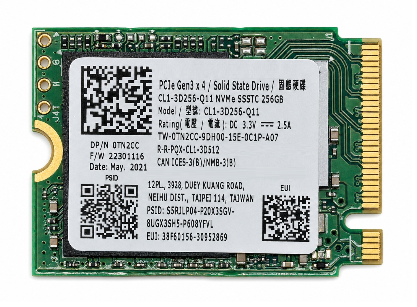 CL1-3D256-Q11 - 256GB M.2 2230 PCIe NVMe Gen3 SSD for Laptops Tablets Handheld Gaming PCs and Mini PCs