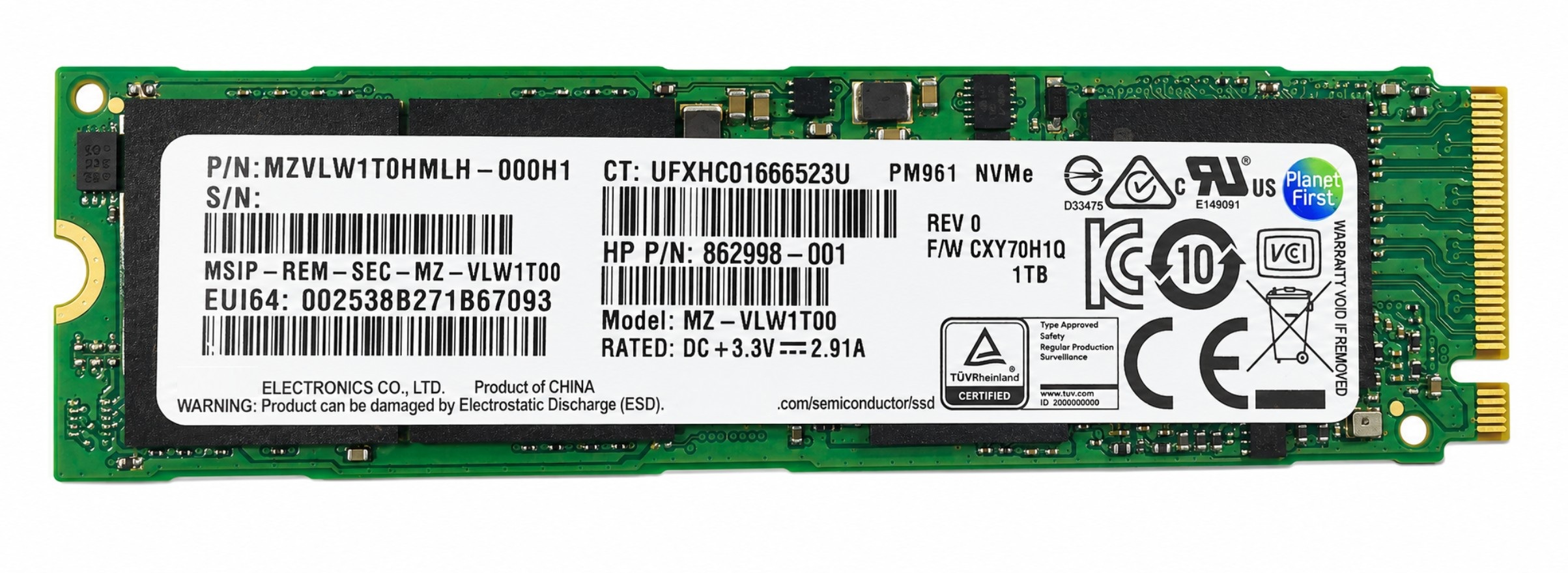 AP1TBAS2280P4-1 - 1TB M.2 2280 NGFF PCIe NVMe Gen3x4 Solid State SSD