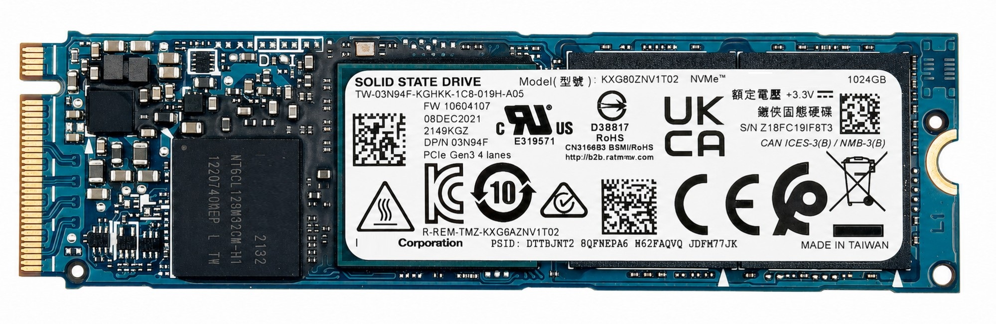 LRC20Z001TG8 - 1TB M.2 2280 NGFF PCIe NVMe Gen3x4 Solid State SSD