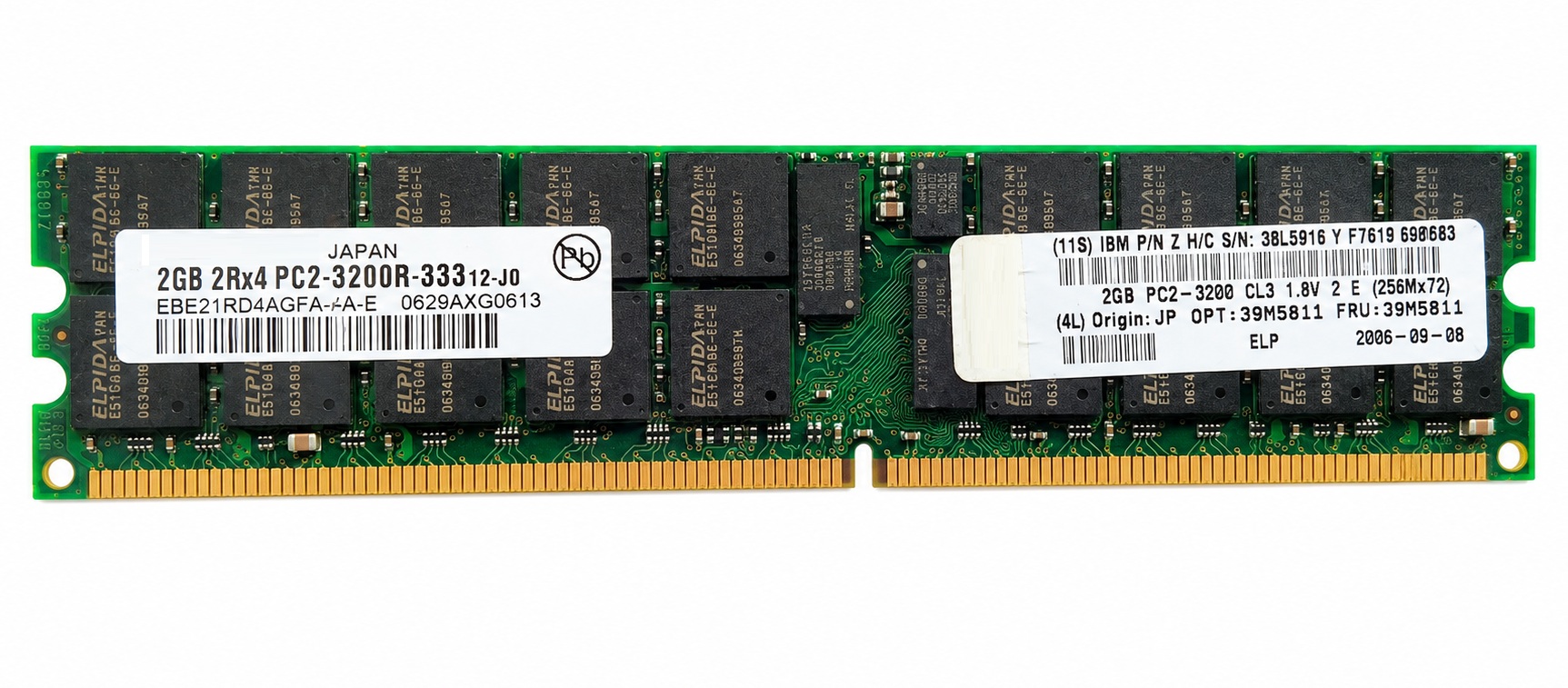 39M5811 - 2GB PC2-3200R-2RX4 400MHz DDR2 ECC Registered 2Rx4 240-Pin Server Memory