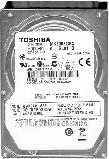 Toshiba HDD2H82 - 500GB 5.4K RPM 8MB Cache SATA 2.5