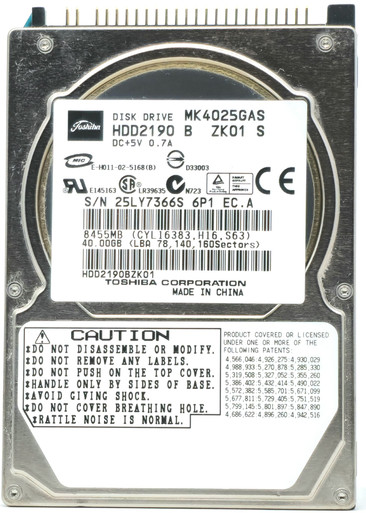 Toshiba MK4006GAH - 40GB 4.2K RPM IDE PATA ATA 2.5