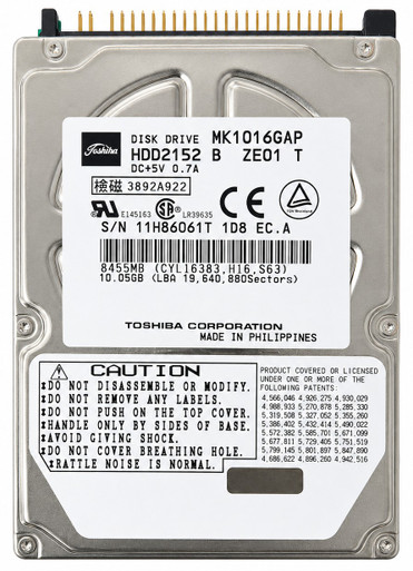Toshiba MK1016GAP - 10GB 4.2K RPM ATA IDE PATA EIDE 2.5