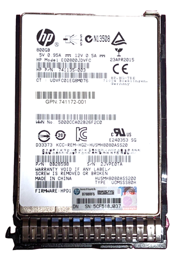 HPE EO0800JDVFC - 800GB 12G SAS HE EP SC 2.5" SFF Solid State SSD for ...