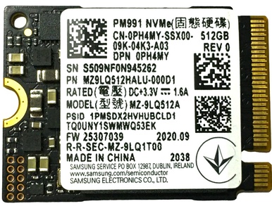MZ-9LQ512B - 512GB PCIe NVMe M.2 2230 Gen3x4 Solid State SSD - CPU