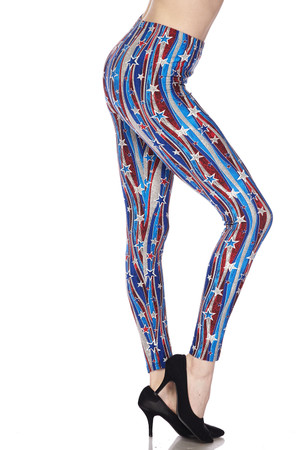 Buttery Soft Metallic USA Flag Leggings