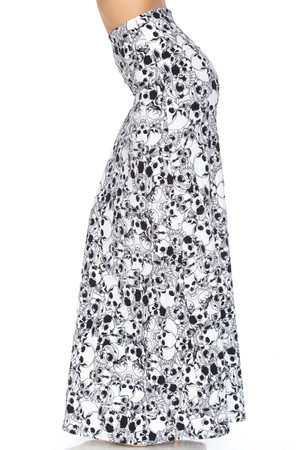 Buttery Soft White Layers of Skulls Maxi Skirt