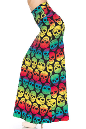 Buttery Soft Rainbow Skull Maxi Skirt