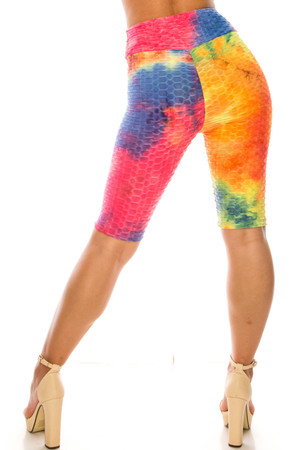 Vibrant Summer Tie Dye Scrunch Butt Biker Sport Shorts