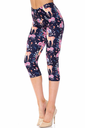 Creamy Soft Woodland Floral Fawn Capris - USA Fashion™