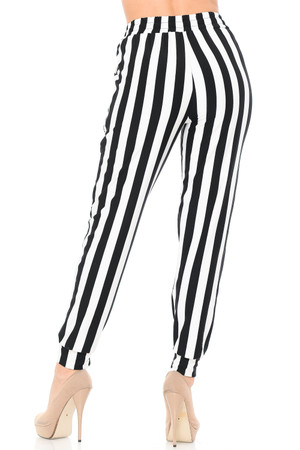 Buttery Soft Black and White Wide Stripe Joggers