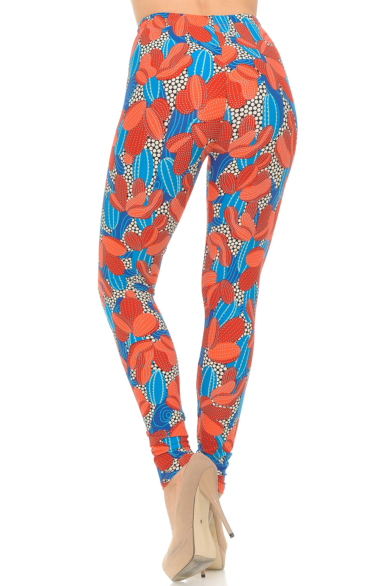 Buttery Soft Red and Blue Cactus Leggings