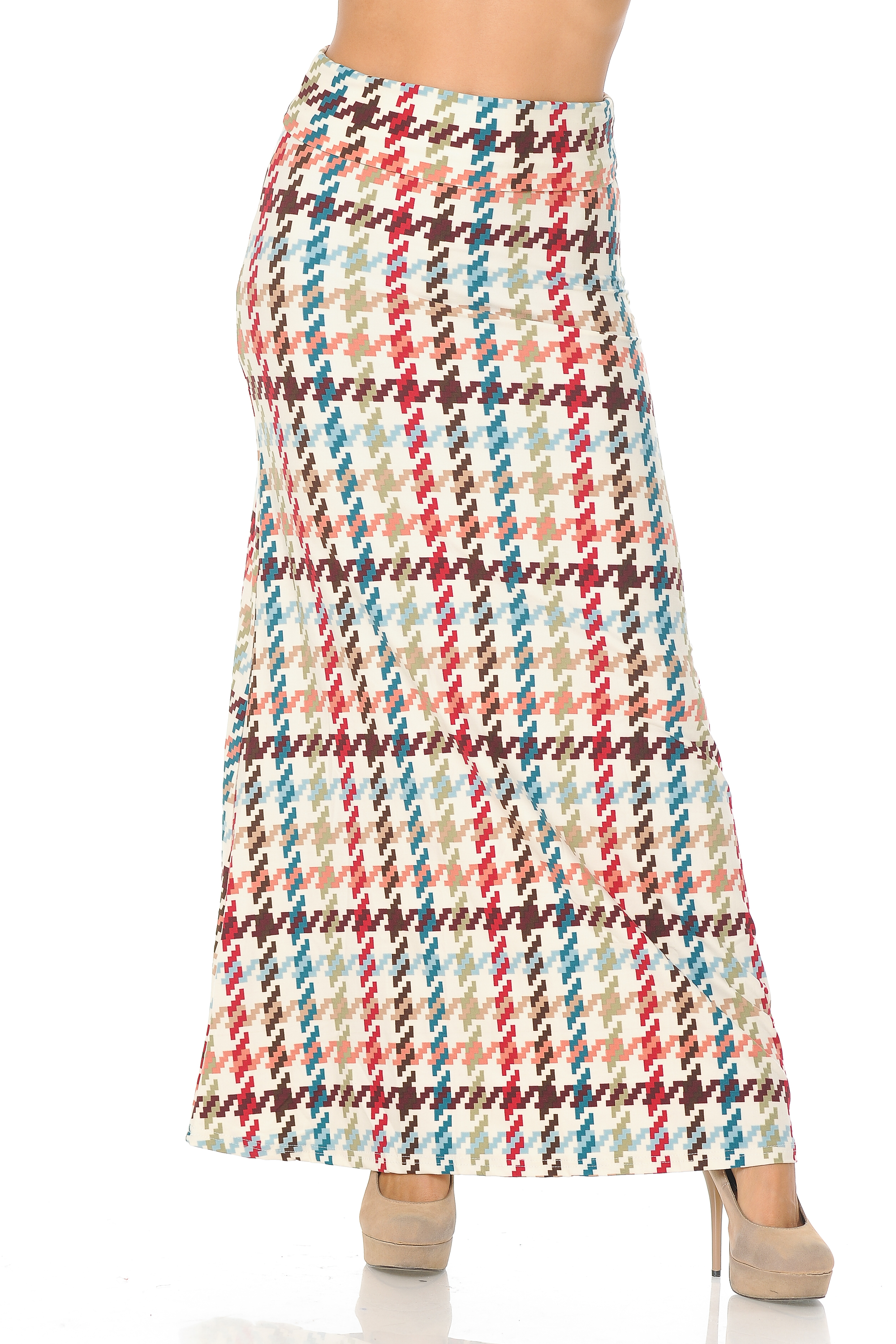 Buttery Soft Earth Tone Pixel Zags Maxi Skirt