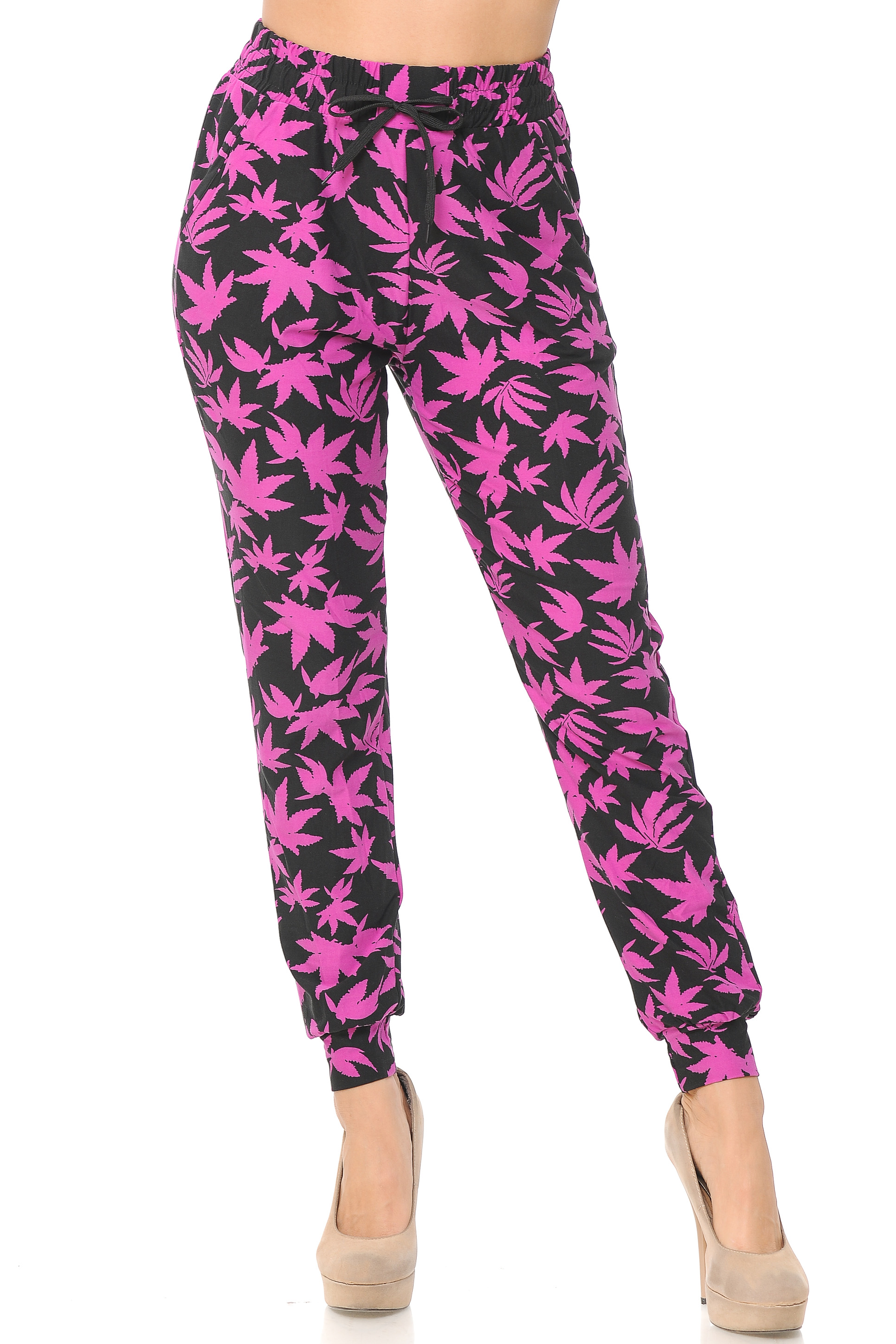 Buttery Soft Solid Fuchsia Marijuana Joggers