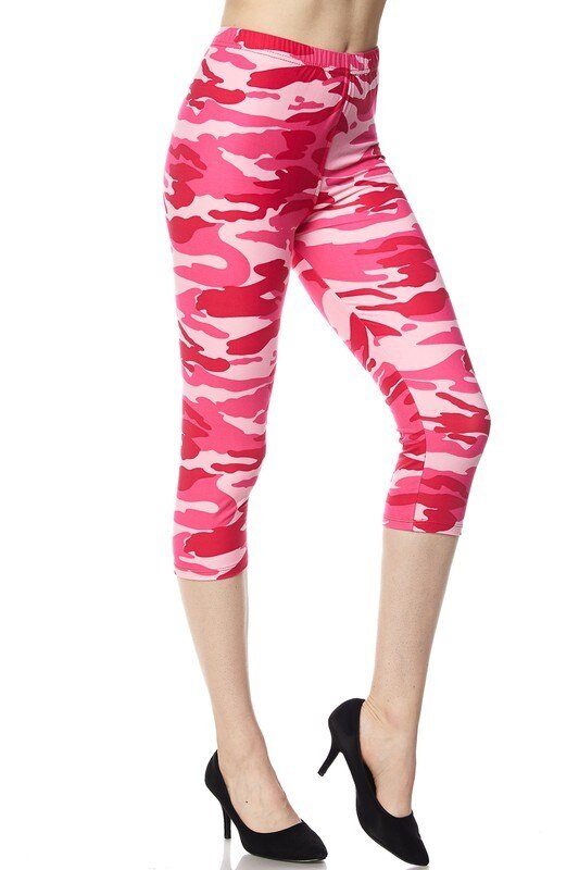 Buttery Soft Pink Camouflage Capris