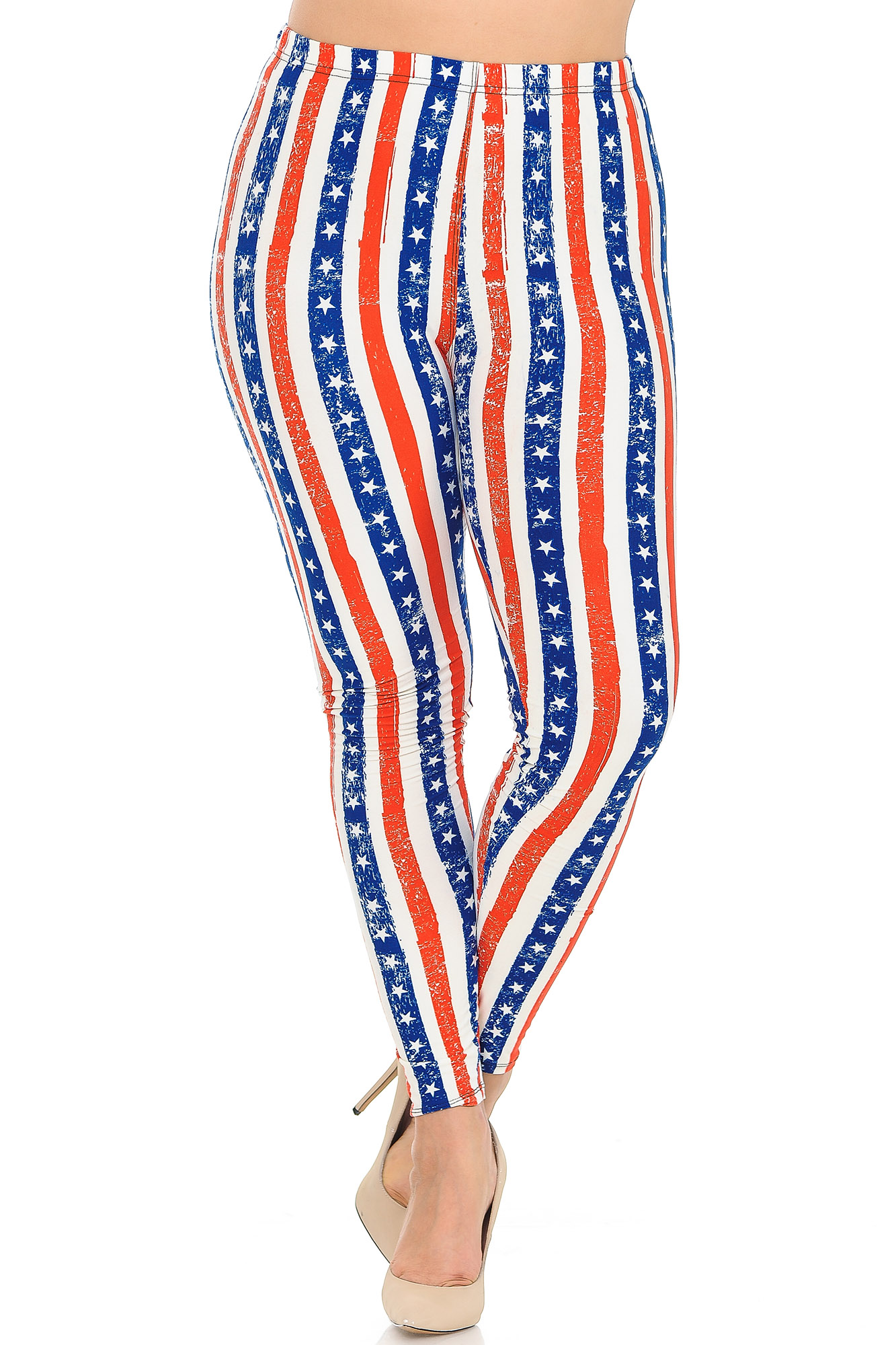 Buttery Soft Plus Size Vertical Stars and Stripes Leggings