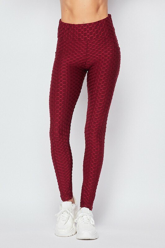 Scrunch Butt Popcorn Textured High Waisted Leggings with Pockets - Zinati (W&J)