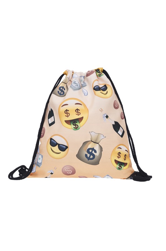 Emoji Dollars Graphic Print Drawstring Sack Backpack - 28 Styles