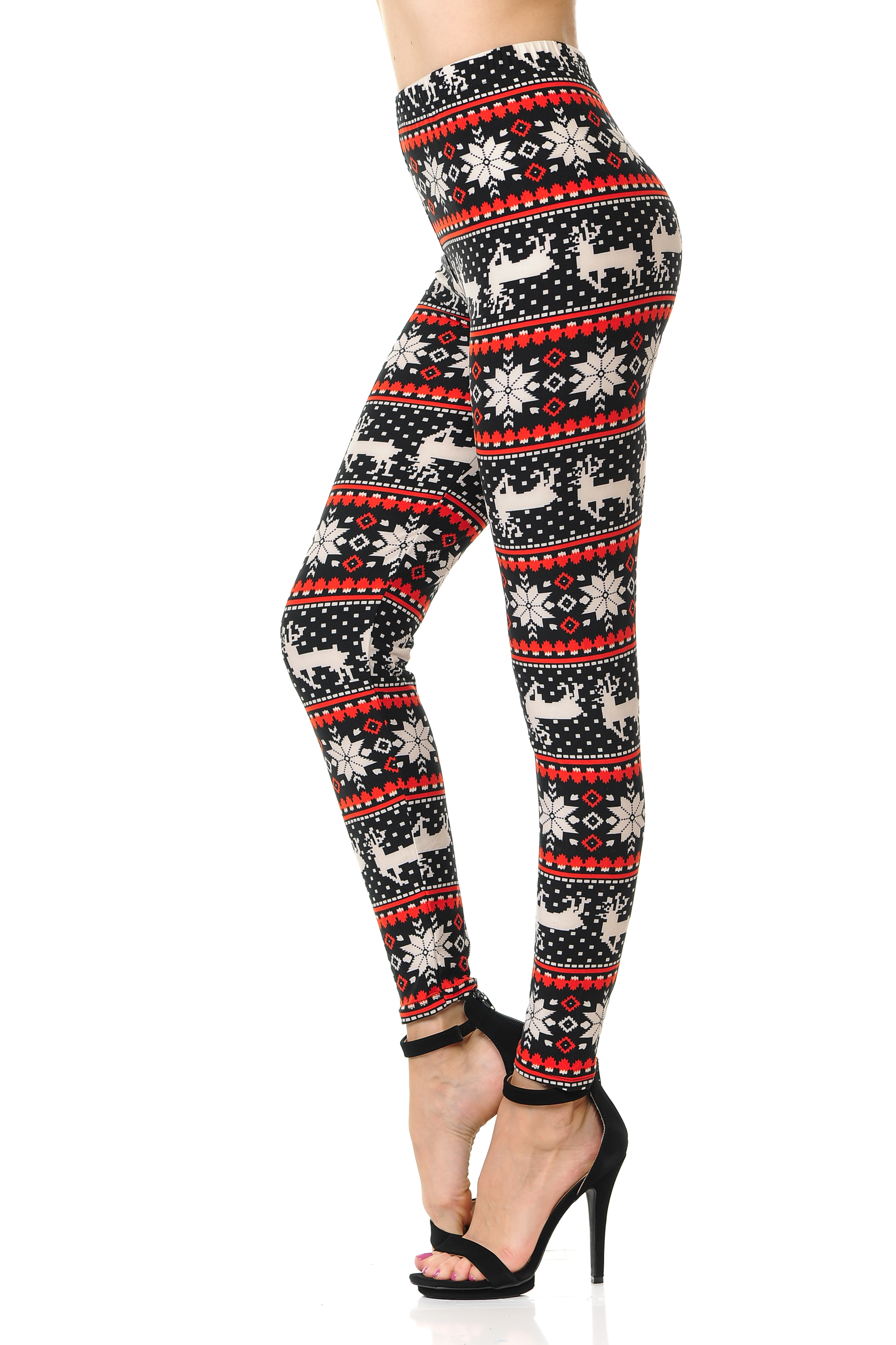 Buttery Soft Snowflakes and Reindeer Christmas Leggings