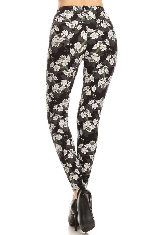 Buttery Soft White Floral Bunch Leggings