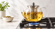 Can a glass teapot with infuser go on the stovetop?