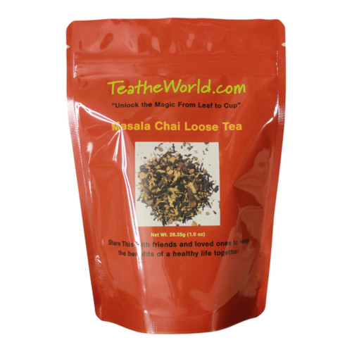 Tea The World Masala Chai loose leaf tea, front of packaging