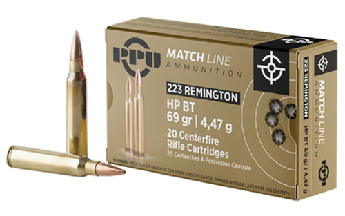 PPU .223 REM MATCH 69GR HPBT 20/1000 PPU .223 REM MATCH 69GR HPBT 20/1000