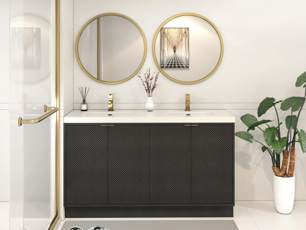 Mason 84" Fluted Freestanding Bathroom Vanity with Double Sink