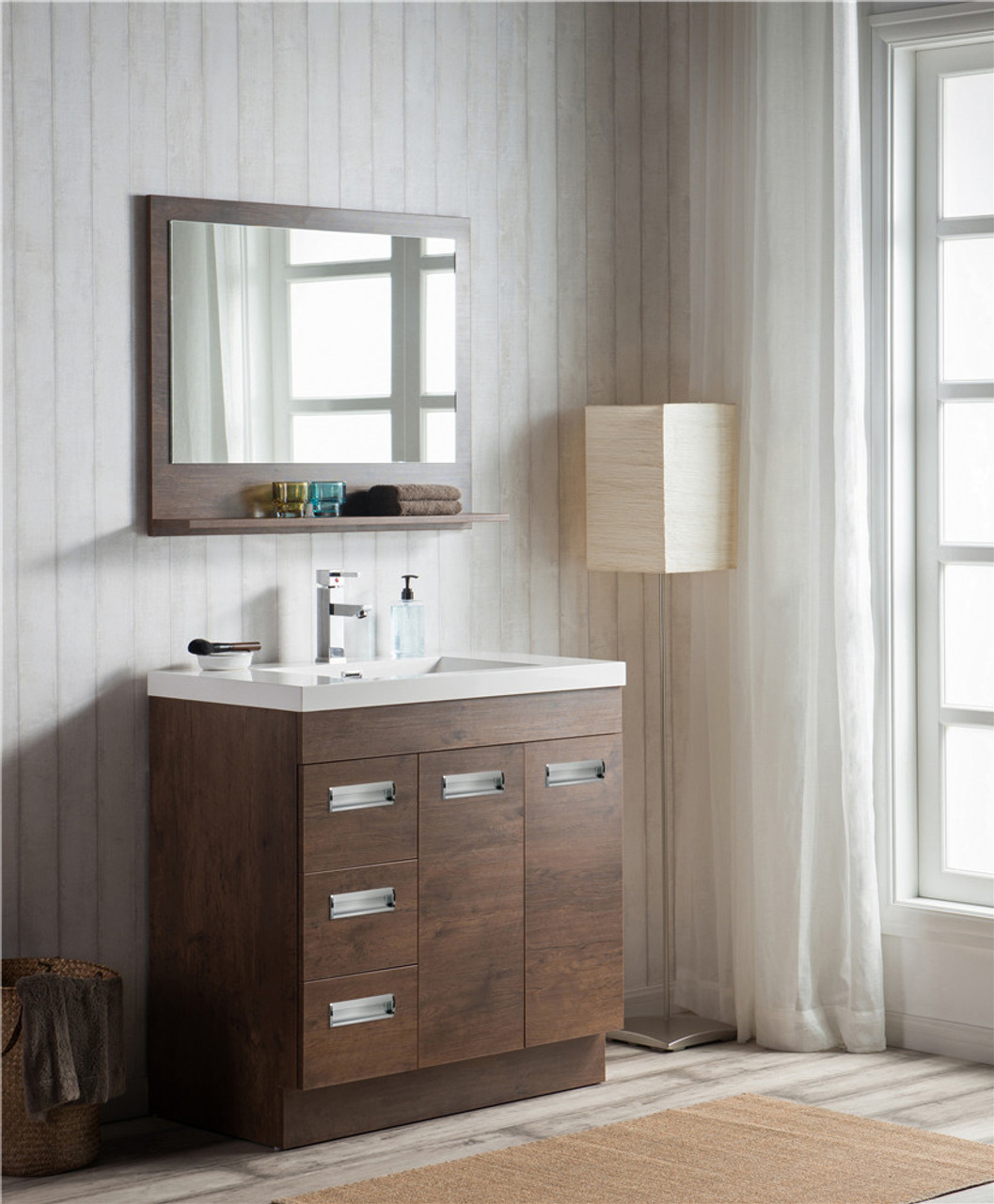 alma 36 inch modern freestanding left side vanity with sink