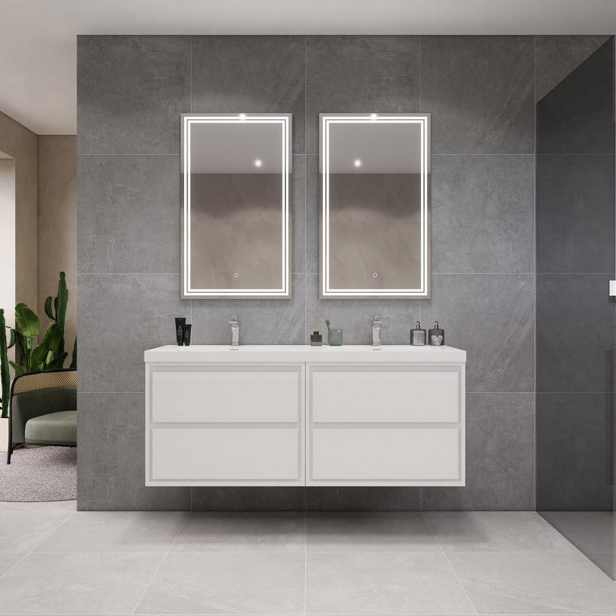 Sage 60" Modern Floating Double Bathroom Vanity with Double Sink Top (60DD) (MOM860DD) | 60 Inch ...