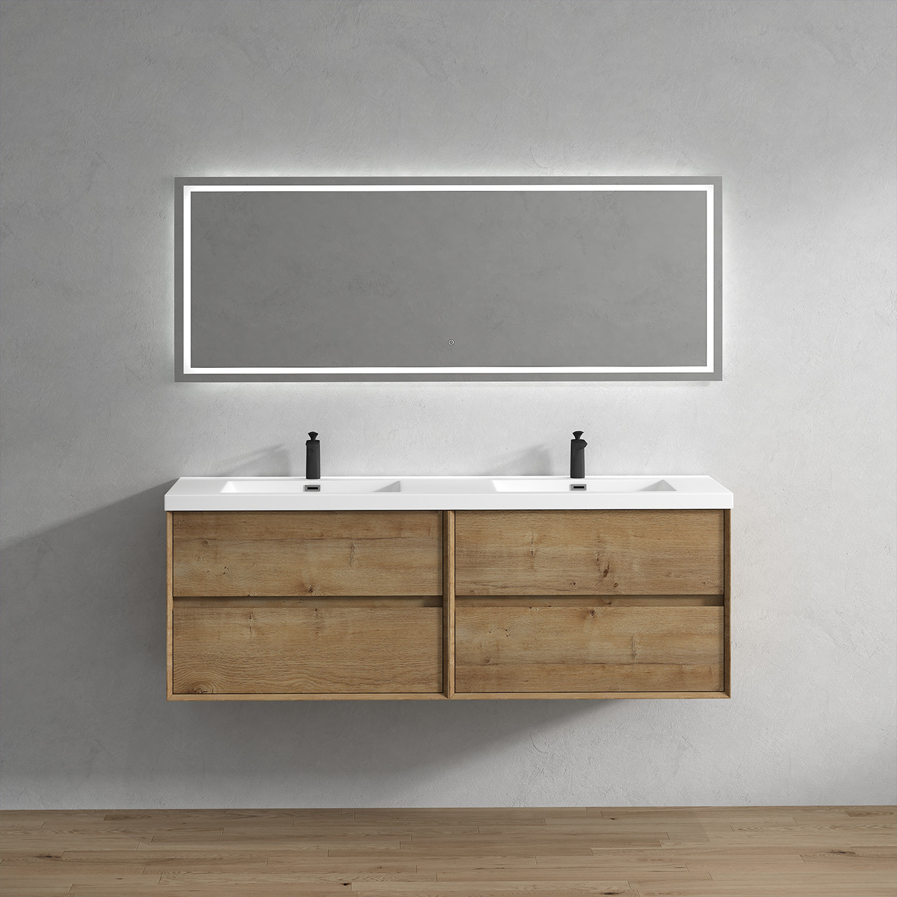 シャーディー Kingdee 72'' Floating Bathroom Vanity With Acrylic Double Sink Top