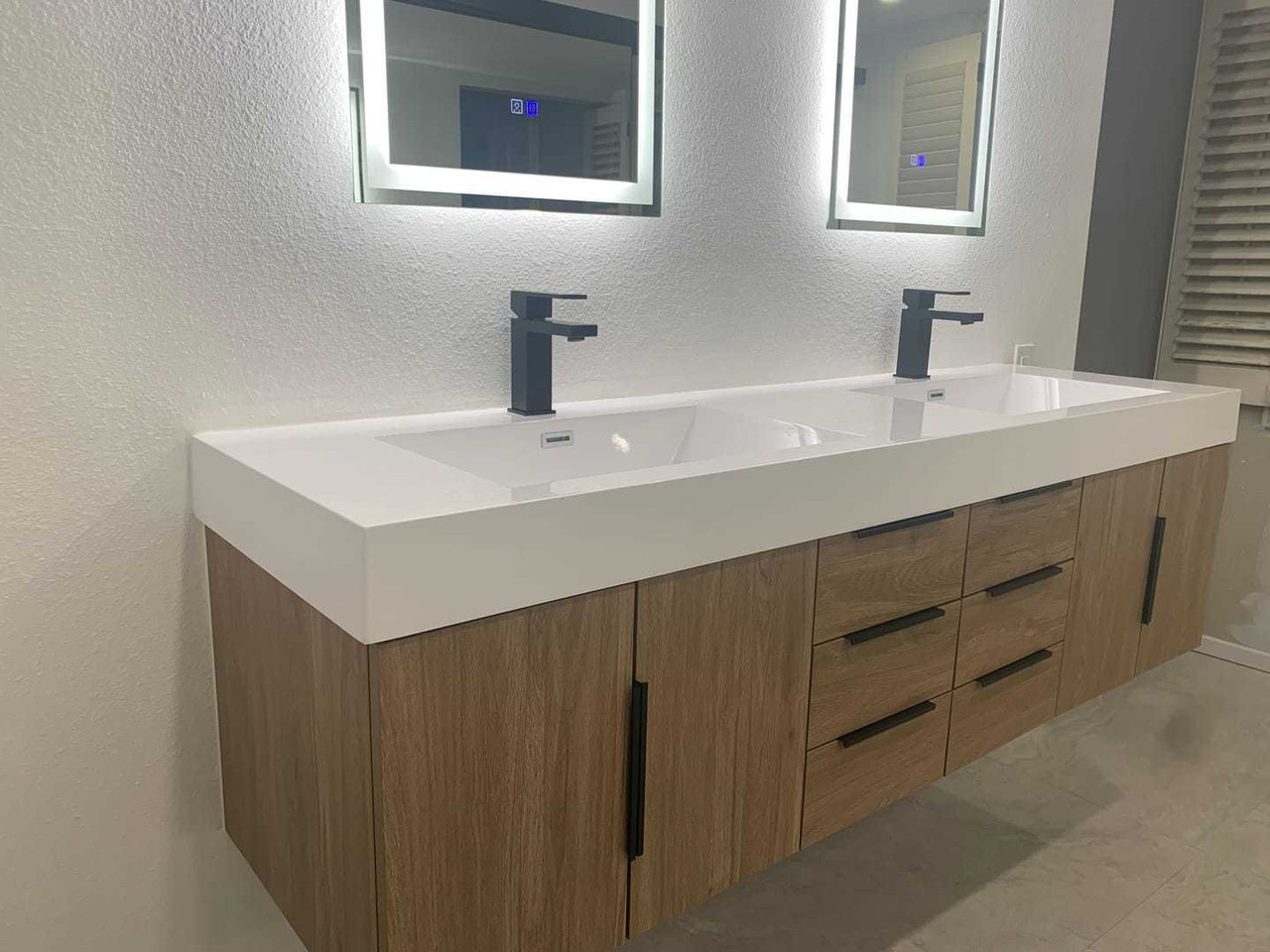 Bethany 72’’ Floating Art Deco Bathroom Vanity Set with Reinforced ...