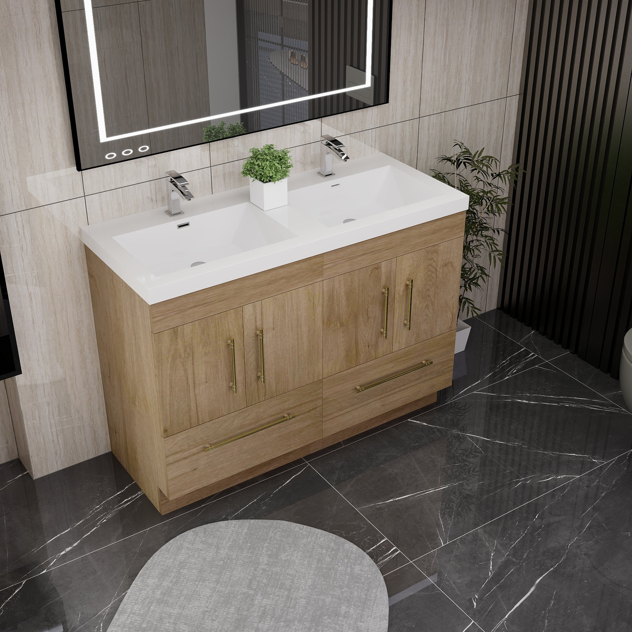 Elsa 48??? Freestanding Double Vanity With Royal White Reinforced Acrylic ...