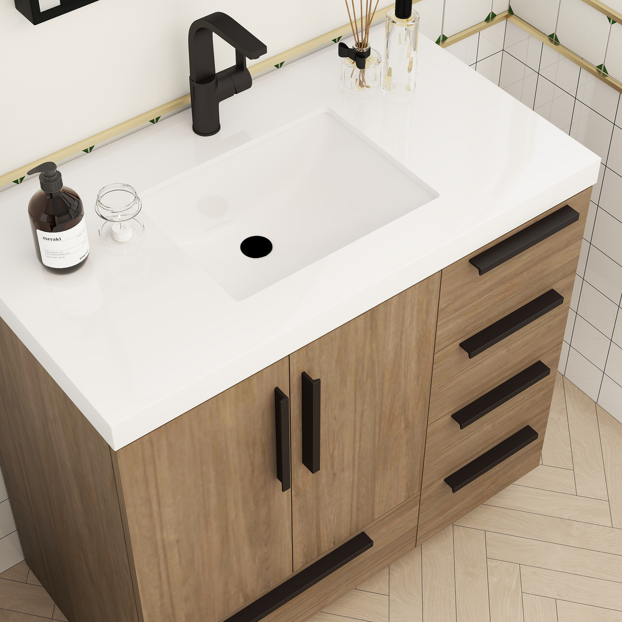 Carla 36 Freestanding Bathroom Vanity with Right Side Drawers – Space ...