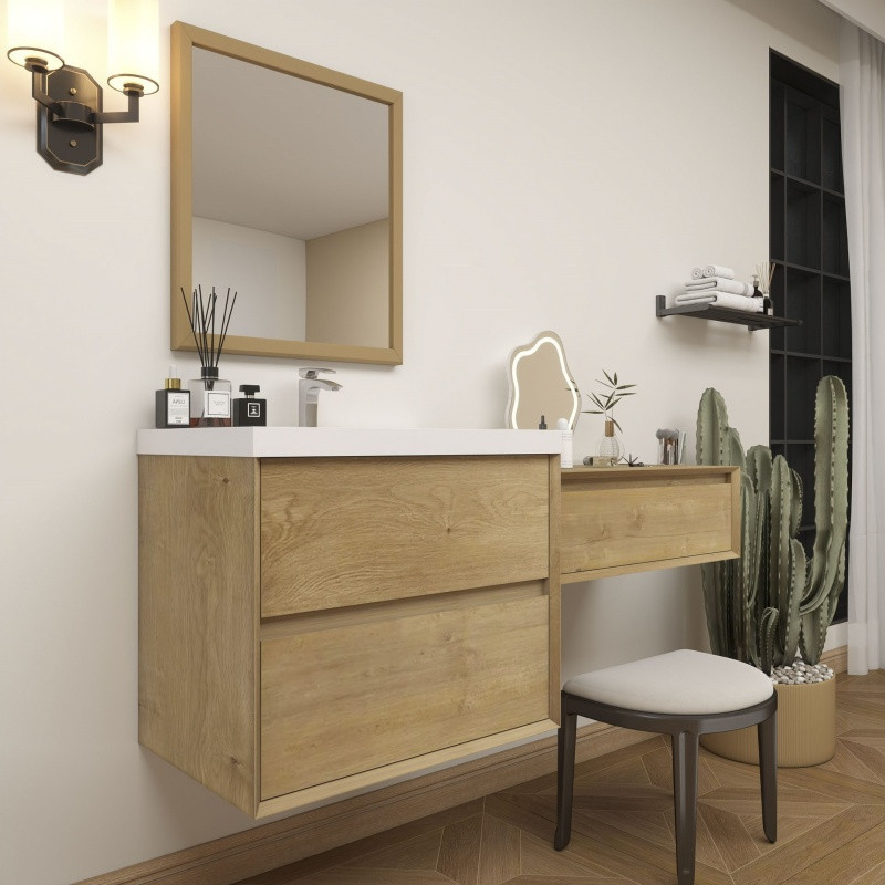 Kingdee 60" Floating Bathroom Vanity & Makeup Table Set