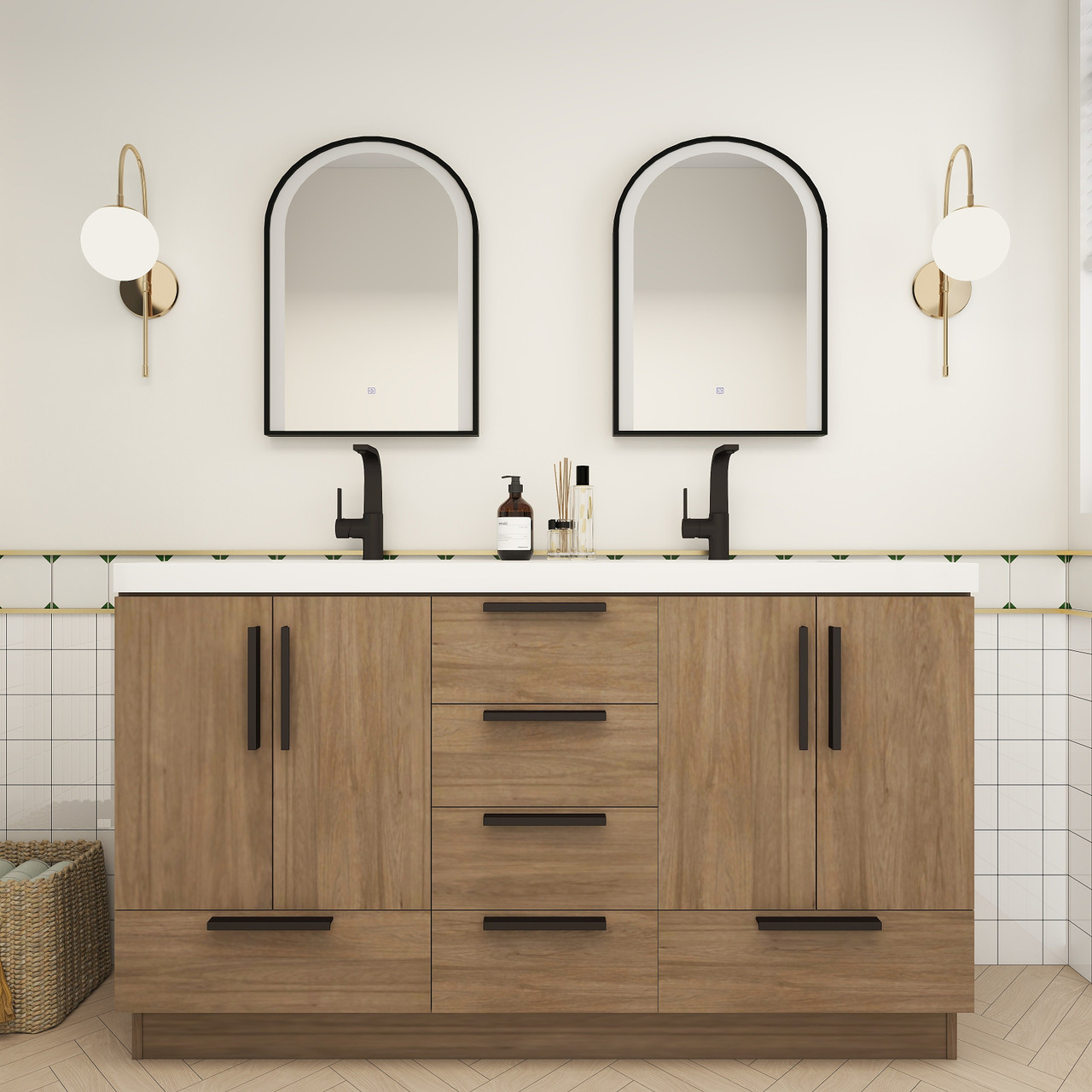 Carla 72" Freestanding Bathroom Vanity with Double Sink, in Faded ...