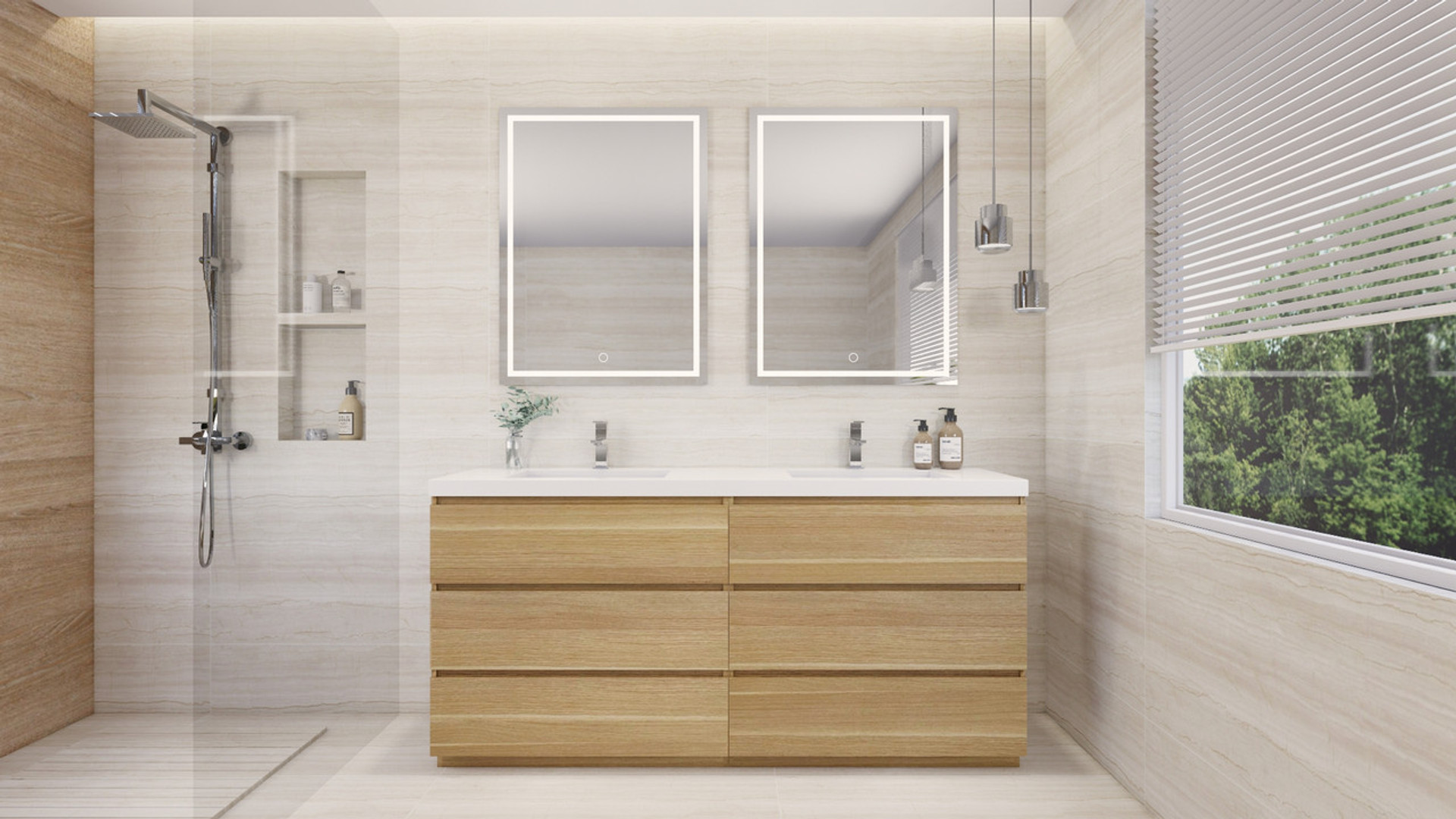 Dolce 84” Freestanding Bath Vanity with Reinforced Double Acrylic Sinks