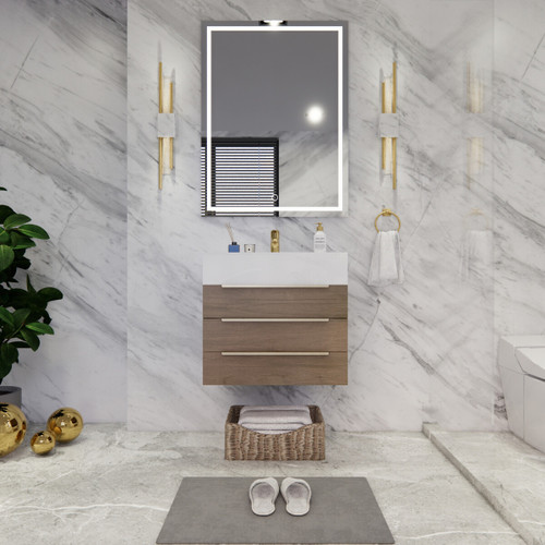  Bethany 24’’ Floating Art Deco Bathroom Vanity Set with Reinforced Acrylic Sink Top 