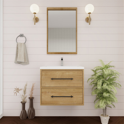  Victoria 24" Solid Wood Floating Bathroom Vanity with Reinforced Acrylic Sink in Oak 