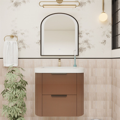  Celine 24" Fluted Floating Bathroom Vanity with Acrylic Sink 