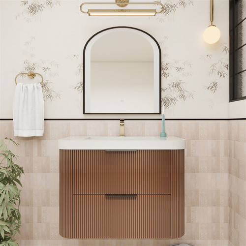  Celine 30" Fluted Floating Bathroom Vanity with Reinforced Acrylic Sink 