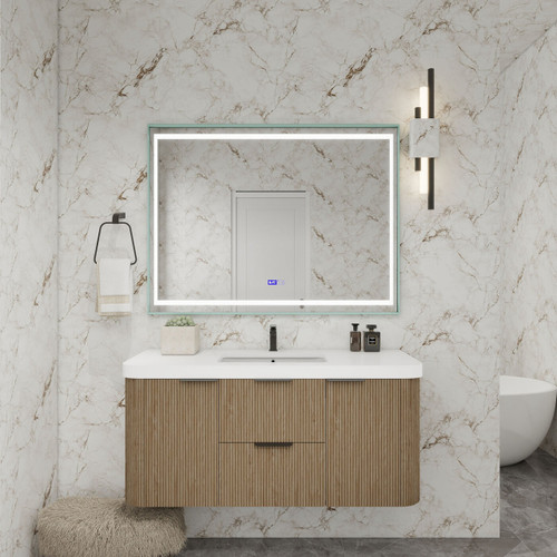  Celine 48" Fluted Floating Bathroom Vanity with Reinforced Acrylic Sink 