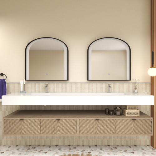  Mason 84" Fluted Floating Wall-Mounted Bathroom Vanity with Reinforced Acrylic Double Sink 