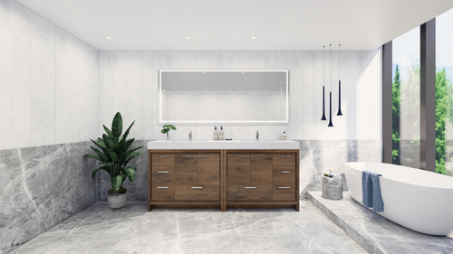  Dolce 84” Freestanding Bath Vanity with Reinforced Double Acrylic Sinks 