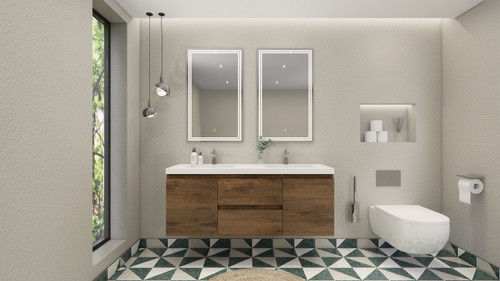  Bohemia lina 60" Wall Mounted Vanity with Double Reinforced Acrylic Sinks 