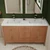  NCS 60" Louvered Freestanding Bathroom Vanity with Acrylic Double Sink in Teak Oak, White Sink