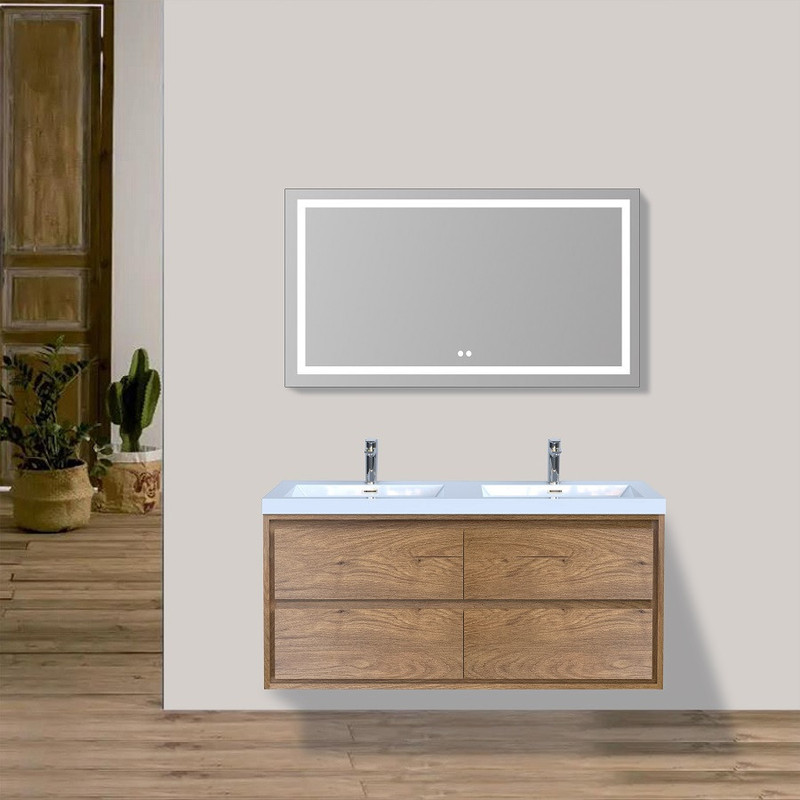 Sage 48"Double Sink Wall Mounted Modern Vanity   Sage 48"Double Sink Wall Mounted Modern Vanity