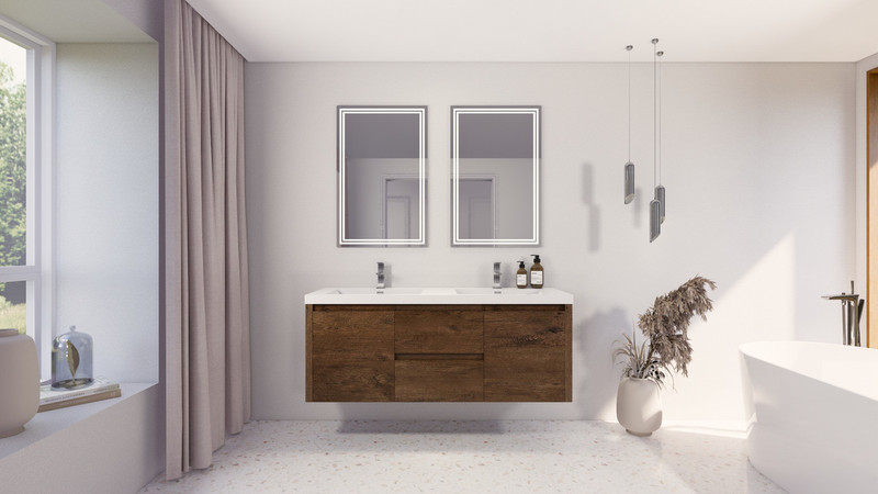  Jade 60" Floating Bathroom Vanity With Reinforced Acrylic Double Sink Top 