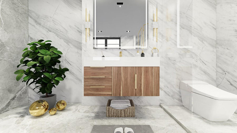 Bethany BETHANY 42'' WALL MOUNTED VANITY WITH REINFORCED ACRYLIC SINK (Left Side Drawers) 