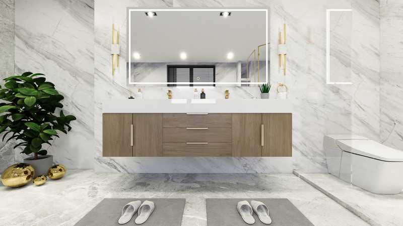 Bethany 72’’ Floating Art Deco Bathroom Vanity Set with Reinforced Acrylic Double Sink Top   Bethany 72’’ Floating Art Deco Bathroom Vanity Set with Reinforced Acrylic Double Sink Top
